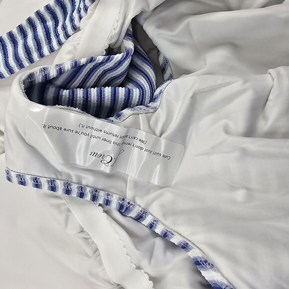 J Crew Swim 22 3X Blue One Piece Square Neck Textured Bikini Striped - Picture 7 of 9